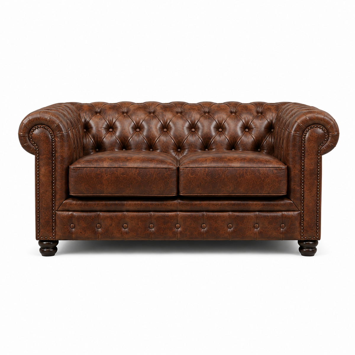 3 Seater chesterfield sofa Modern Design and Leatherette fabric Durable & Comfortable Padded Perfect for living Room -Brown