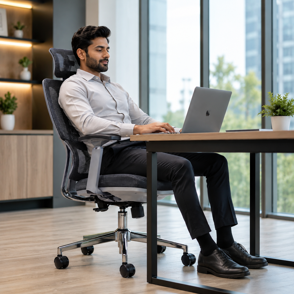 Executive High Back Mesh Chair with Adjustable Headrest, Ergonomic Lumbar Support, Breathable, Comfortable Seat Cushion, Smooth Swivel Base for Office