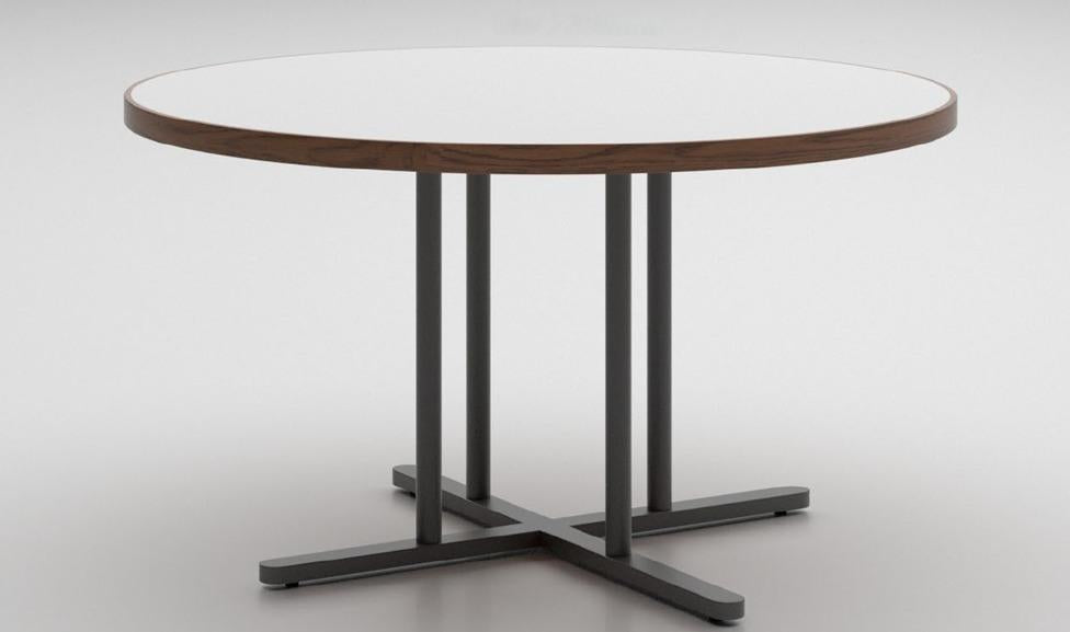Conference Table for Round Shape Office Furniture Made in Particle Board and MS Metal Legs Base