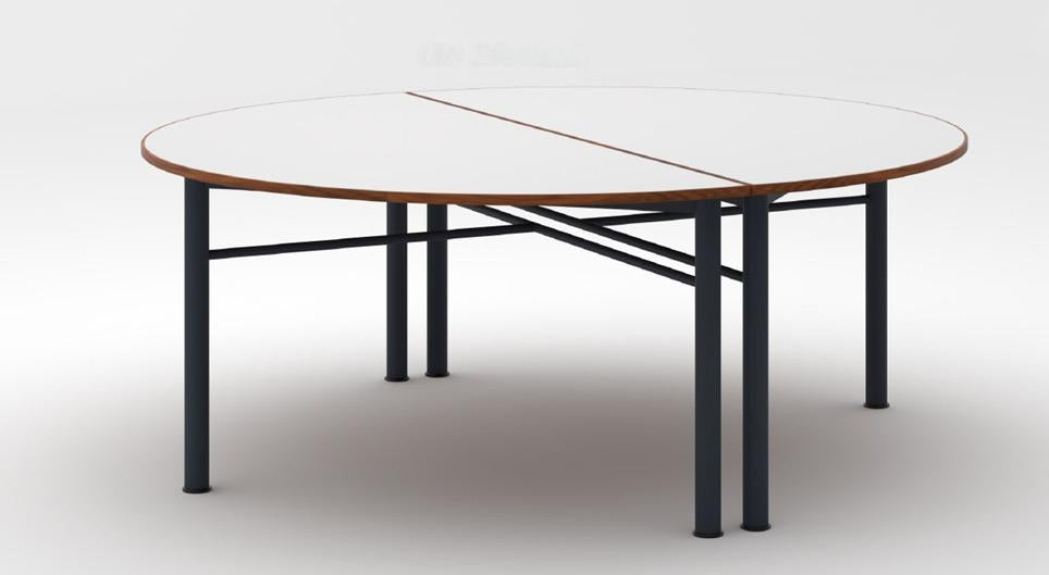 Conference Table for Round Shape Office Furniture Made in Particle Board and MS Metal Legs Base
