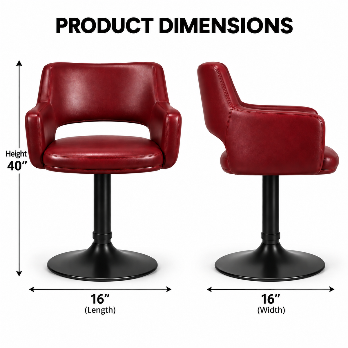 Modern Cafe Chair with Curved Backrest, Padded Armrests, Wide Cushioned Seat and Round Pedestal Base for Restaurants, Cafes and Dining Areas
