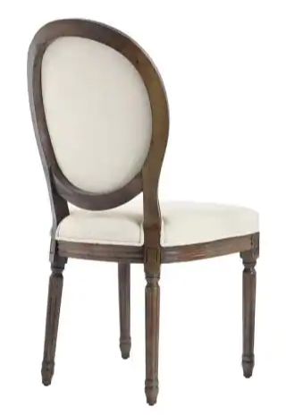 Solid Wood Upholstered Dining Chair with Rounded Back Ivory Seat