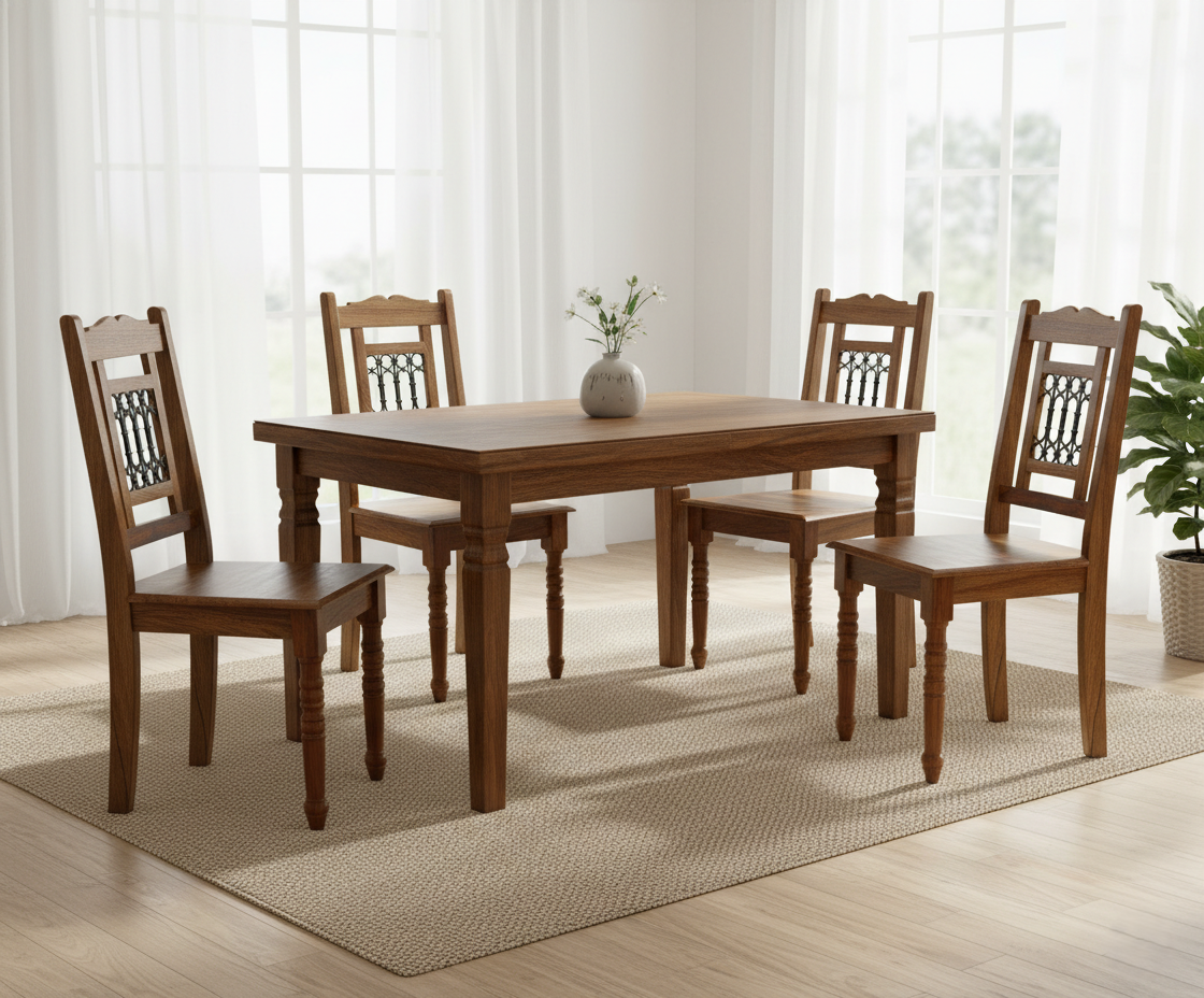 Dining Chair For Dining Table with Elegant Sheesham Wood and Wrought Wooden Accents