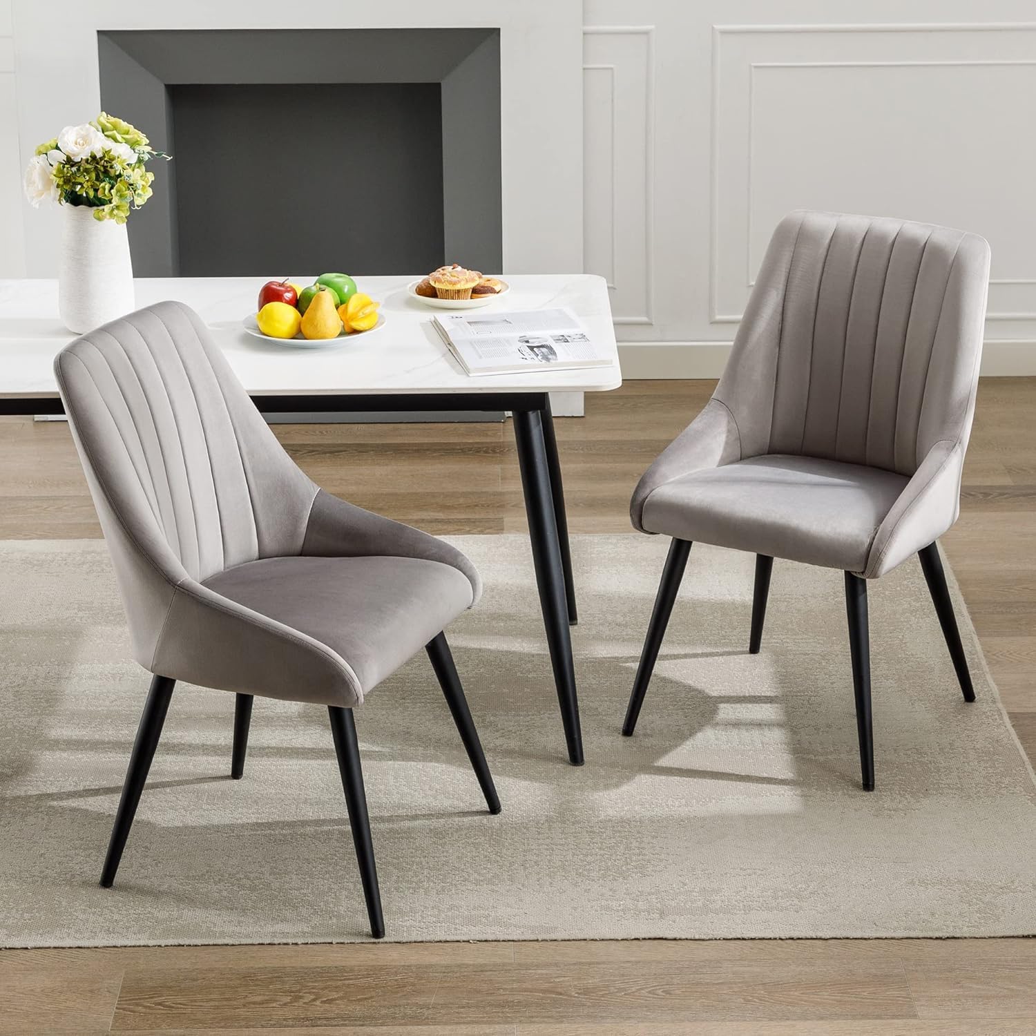 Dining Chair Contemporary Style with Curved Backrest for Comfortable Seating