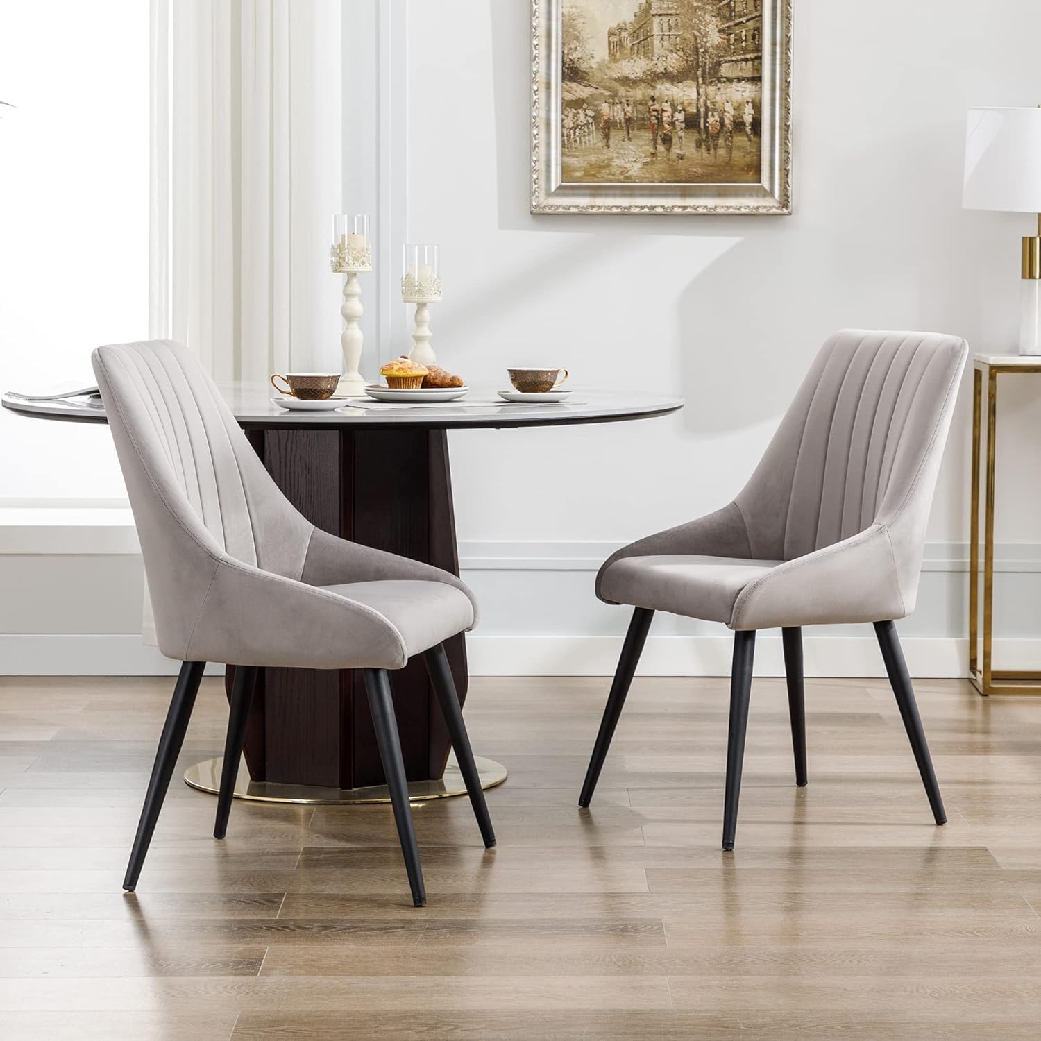 Dining Chair Contemporary Style with Curved Backrest for Comfortable Seating