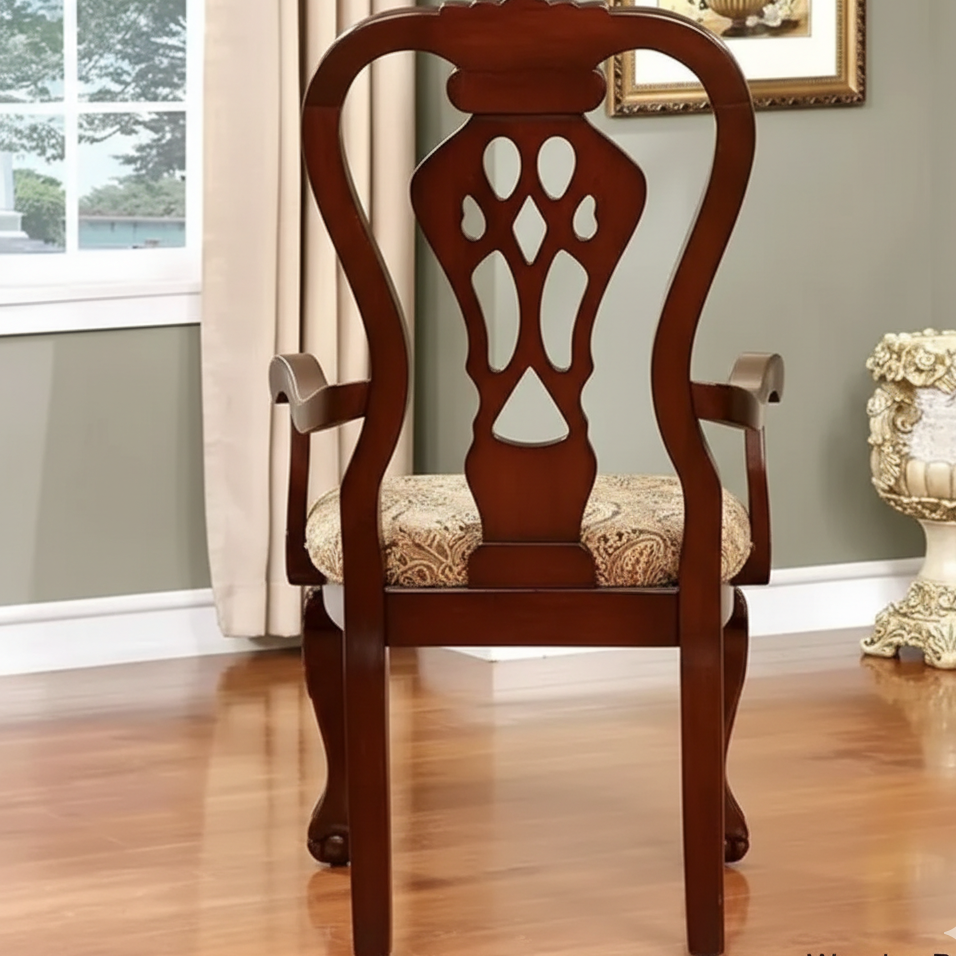 Dining Chair Classic and Carving Wooden Design with Comfortable Cushioned Seat