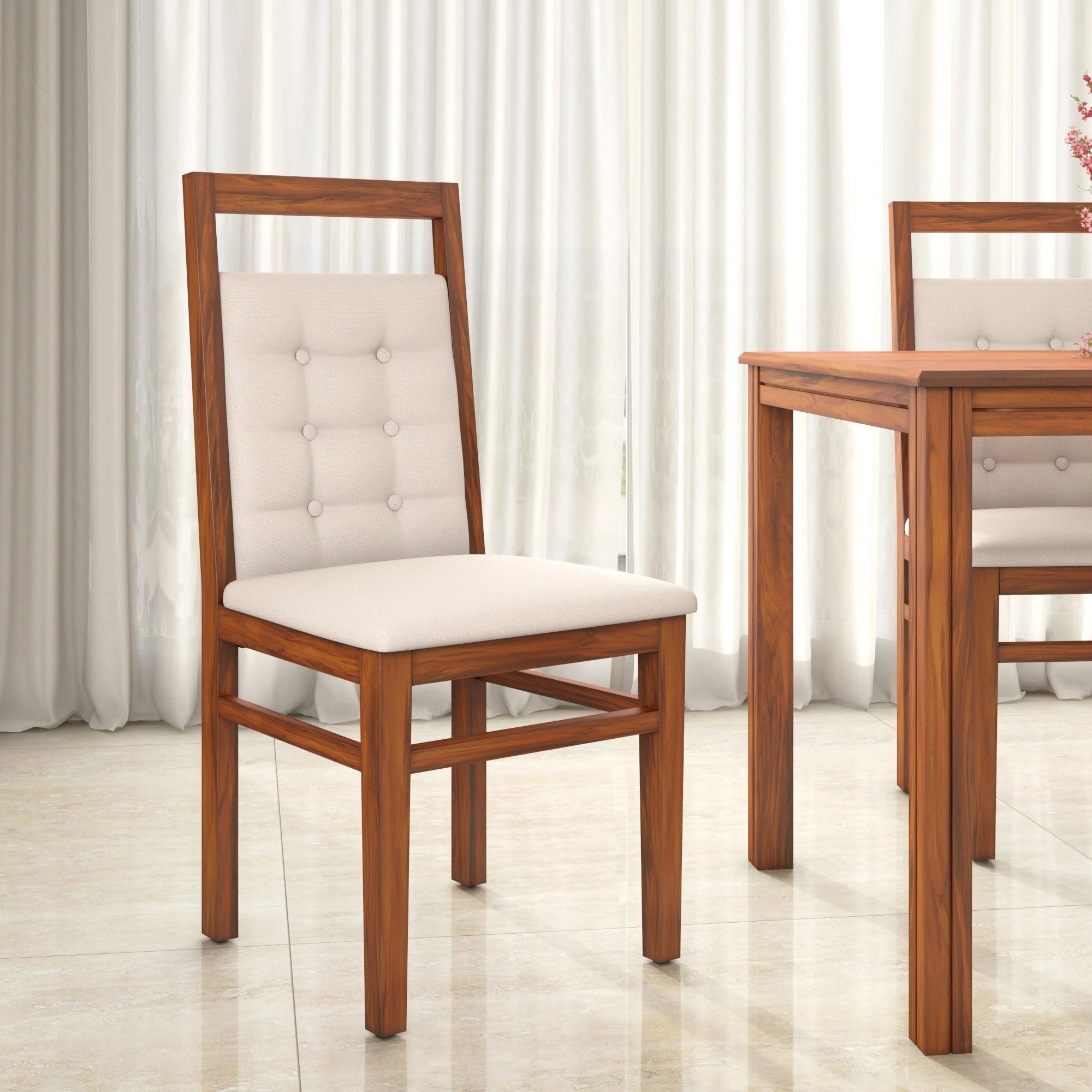 Dining Chair Featuring Upholstered Seat and Sophisticated, Modern Architectural Form