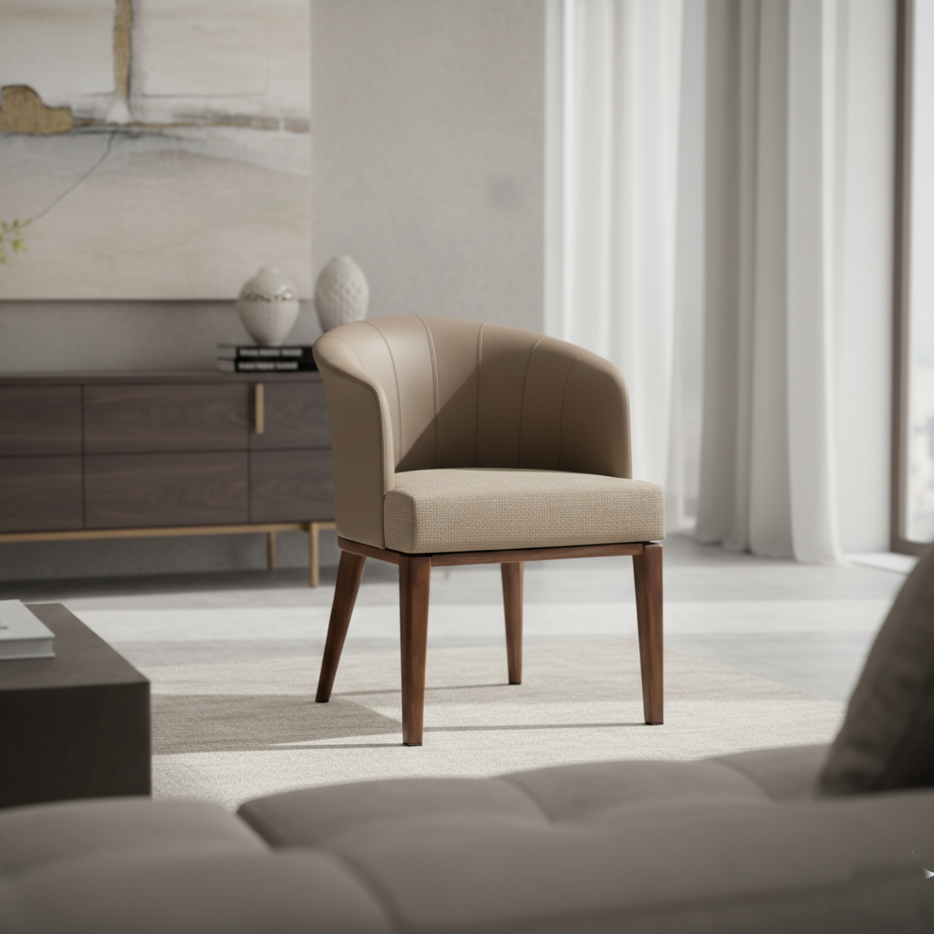 Handcrafted Upholstered Dining Chair with Sculpted Back - Modern Comfort & Elegance For Living Room