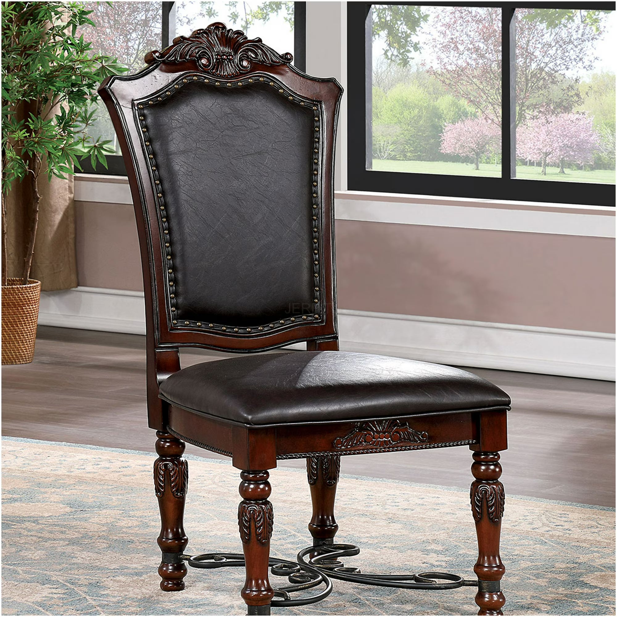 Dining Chair with Classic Look and Strong Wooden Construction for Interiors