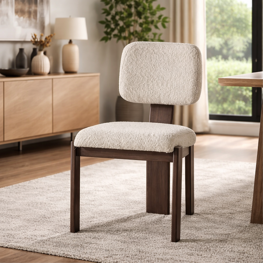 বাড়ির জন্য আধুনিক ডাইনিং চেয়ার - ডাইনিং রুমের জন্য উপযুক্ত স্টেইনলেস স্টিলের পা সহ প্রিমিয়াম লেদারেট আপহোলস্ট্রী