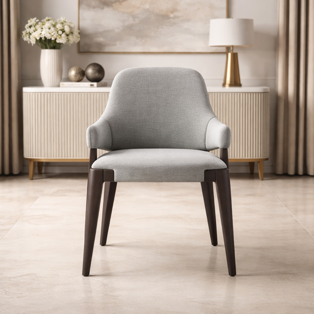 घर के लिए आधुनिक डाइनिंग चेयर - डाइनिंग रूम के लिए बिल्कुल सही, स्टेनलेस स्टील के पैरों के साथ प्रीमियम लेदरेट अपहोल्स्ट्री