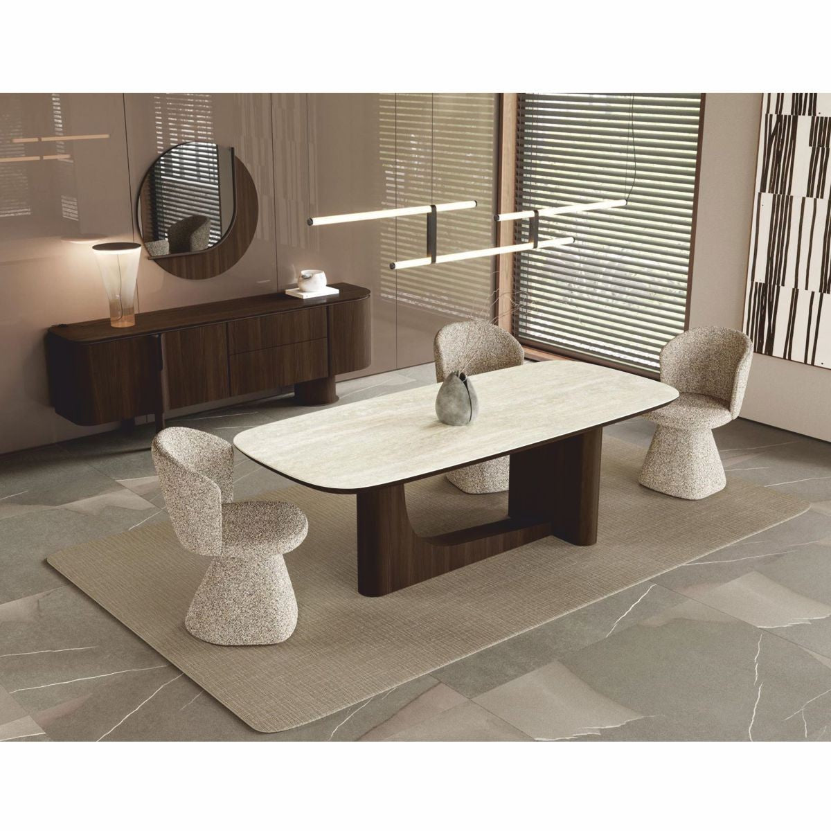 Dining Chair Premium Wooden Structure Soft Fabric Seating for Contemporary Dining Interiors