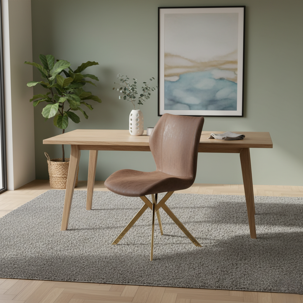 বাড়ির জন্য আধুনিক ডাইনিং চেয়ার - ডাইনিং রুমের জন্য উপযুক্ত স্টেইনলেস স্টিলের পা সহ প্রিমিয়াম লেদারেট আপহোলস্ট্রী