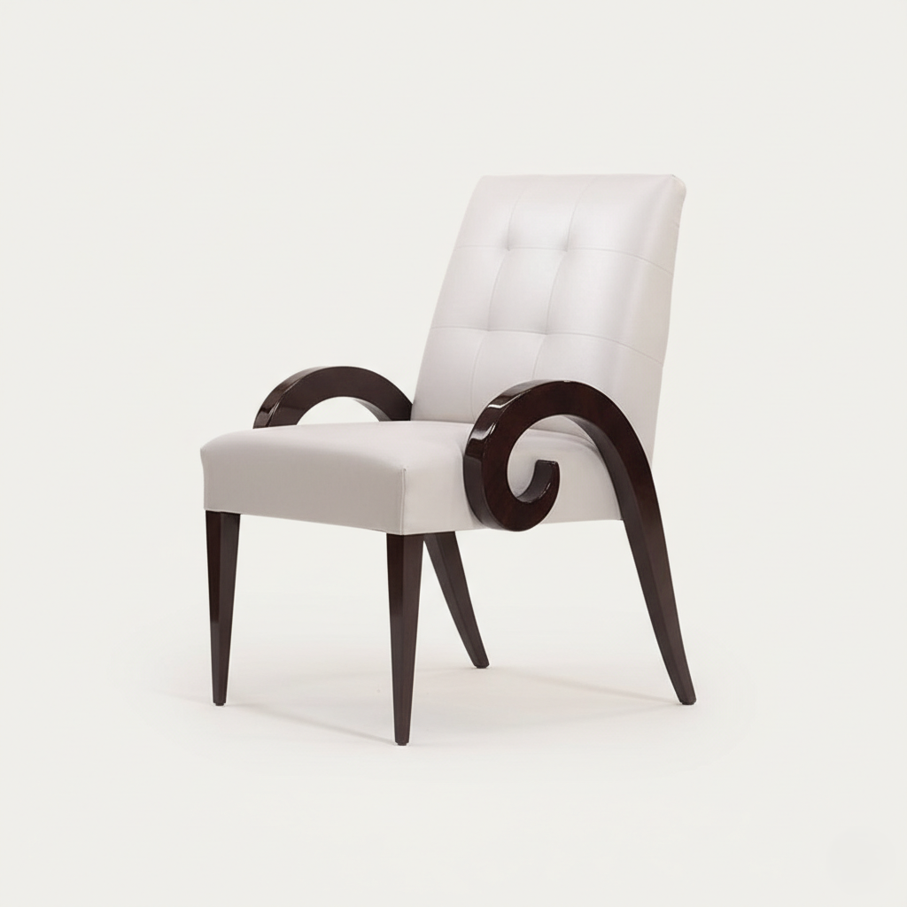 বাড়ির জন্য আধুনিক ডাইনিং চেয়ার - ডাইনিং রুমের জন্য উপযুক্ত স্টেইনলেস স্টিলের পা সহ প্রিমিয়াম লেদারেট আপহোলস্ট্রী