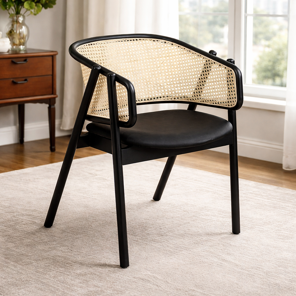 বাড়ির জন্য আধুনিক ডাইনিং চেয়ার - ডাইনিং রুমের জন্য উপযুক্ত স্টেইনলেস স্টিলের পা সহ প্রিমিয়াম লেদারেট আপহোলস্ট্রী