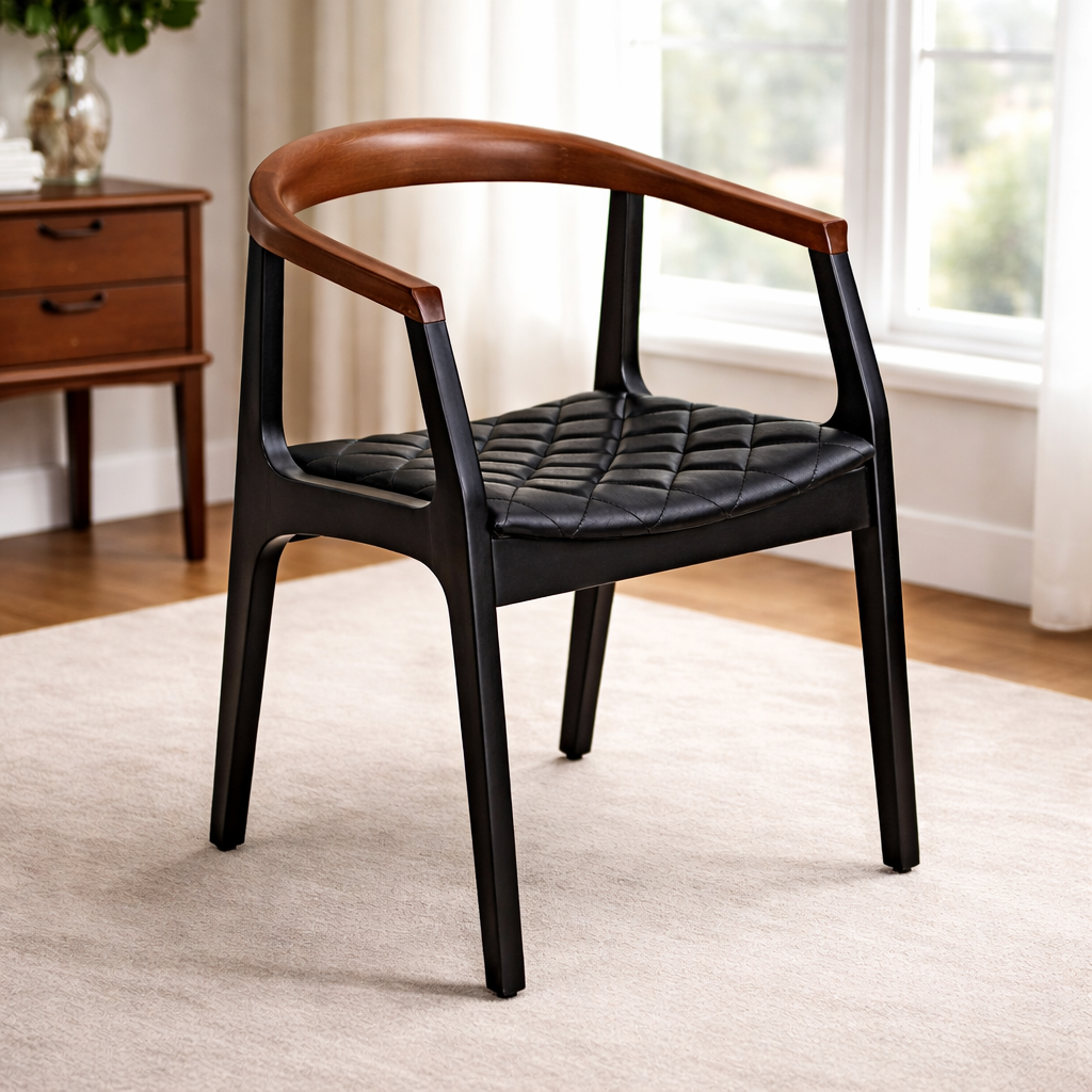 বাড়ির জন্য আধুনিক ডাইনিং চেয়ার - ডাইনিং রুমের জন্য উপযুক্ত স্টেইনলেস স্টিলের পা সহ প্রিমিয়াম লেদারেট আপহোলস্ট্রী