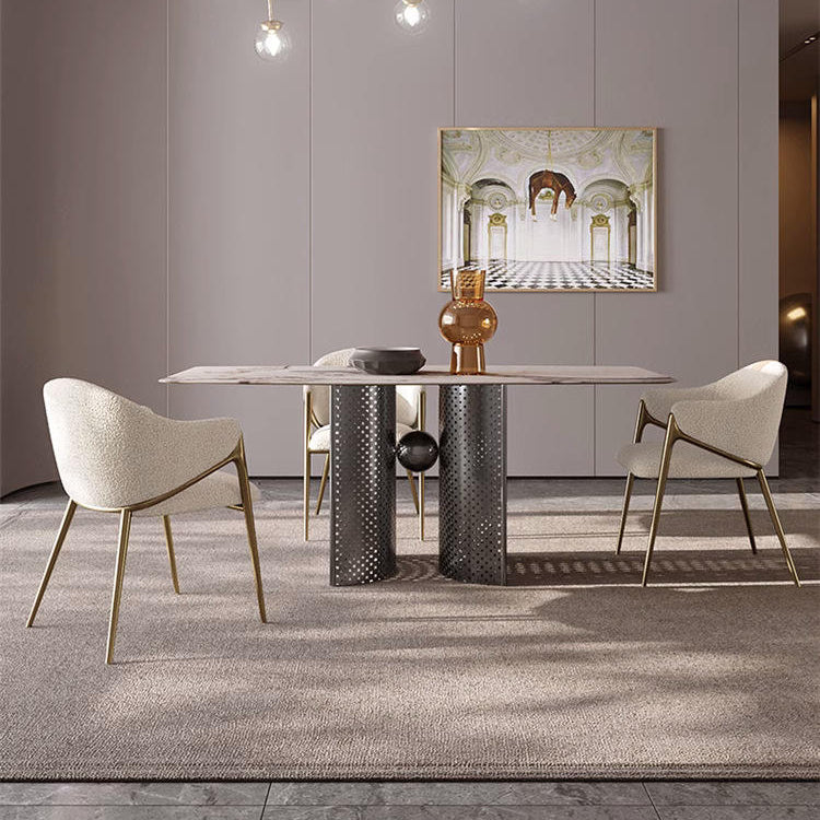 বাড়ির জন্য আধুনিক ডাইনিং চেয়ার - ডাইনিং রুমের জন্য উপযুক্ত স্টেইনলেস স্টিলের পা সহ প্রিমিয়াম লেদারেট আপহোলস্ট্রী