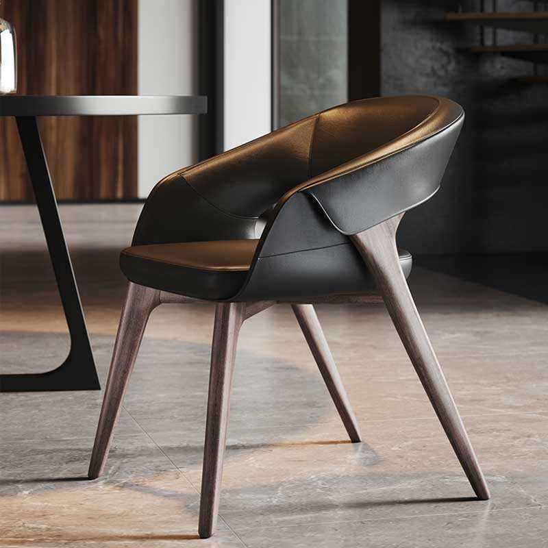 বাড়ির জন্য আধুনিক ডাইনিং চেয়ার - ডাইনিং রুমের জন্য উপযুক্ত স্টেইনলেস স্টিলের পা সহ প্রিমিয়াম লেদারেট আপহোলস্ট্রী