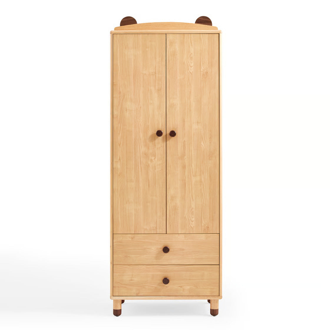 Natural Wood Kids Wardrobe for Bedroom - Modern Wooden Kids Storage Cabinet with Safe Rounded Edges, Smooth Finish and Sturdy Legs for Children’s Room