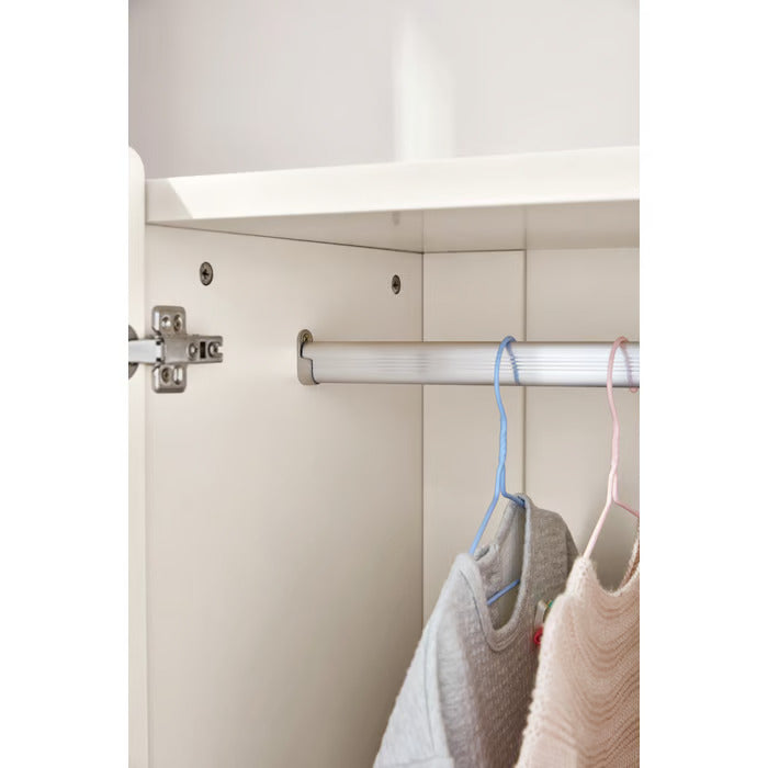 Premium White Kids Wardrobe with Open Shelves and Closed Cabinet - Minimal Storage Unit with Wooden Knobs for Kids Bedroom