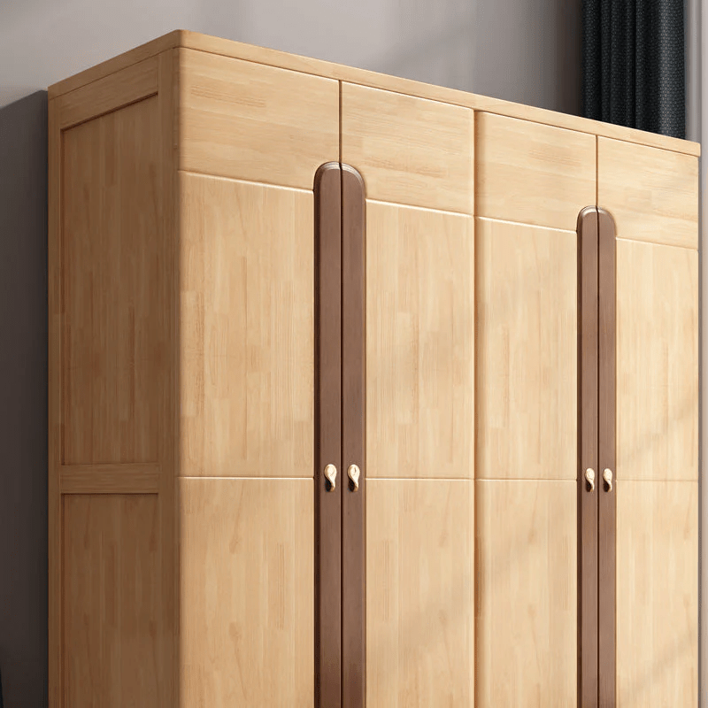 Premium Solid Wood Kids Wardrobe - Modern Children’s Wooden Almirah with Elegant Vertical Handles and Spacious Storage