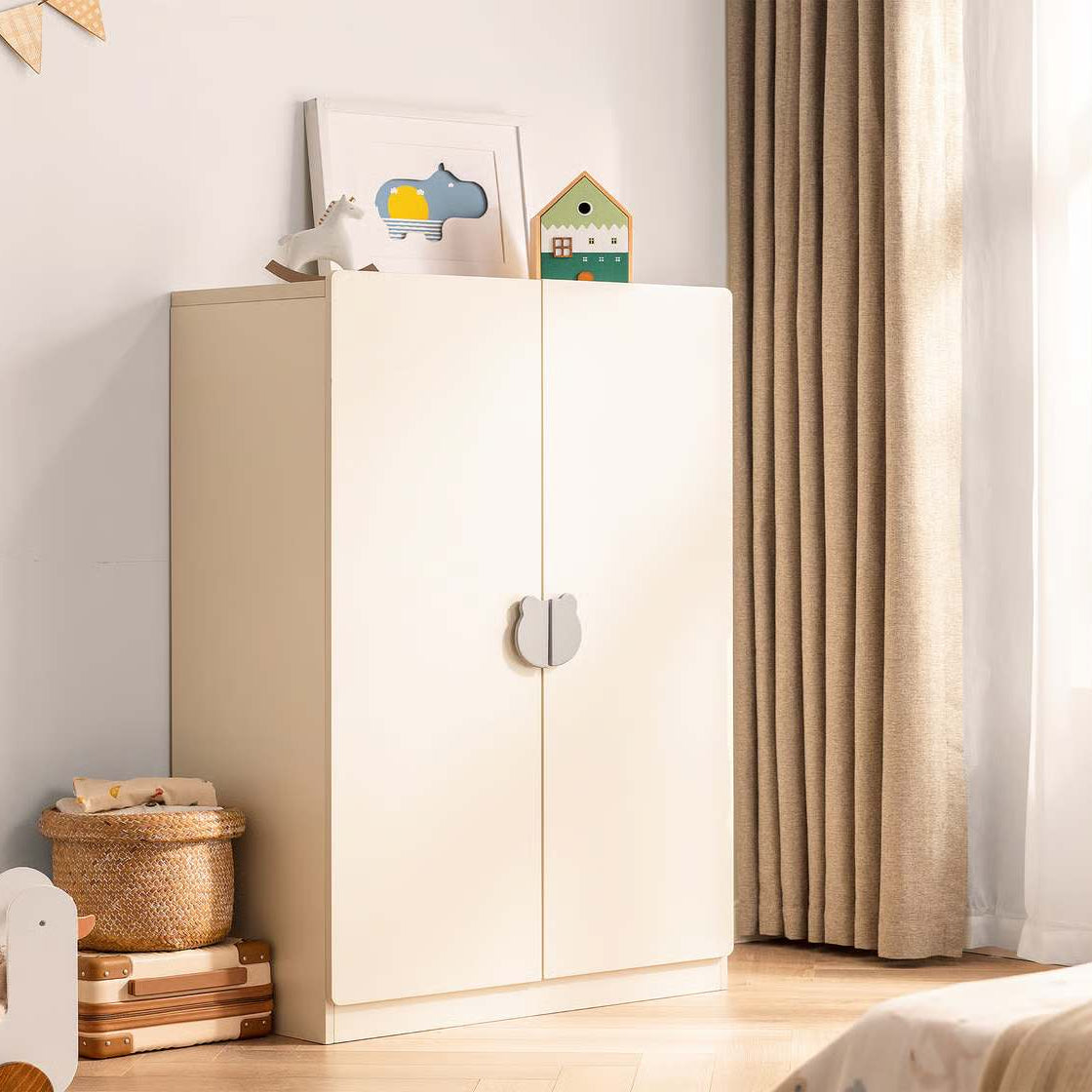 Premium White Kids Wardrobe with Cute Knob Design - Modern Children’s Storage Cabinet with Rounded Edges and Child-Safe Finish
