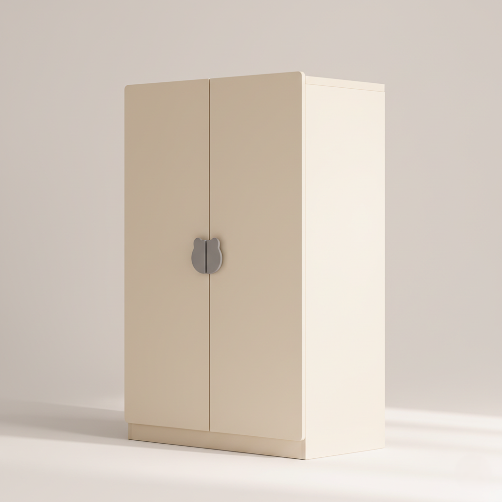 Premium White Kids Wardrobe with Cute Knob Design - Modern Children’s Storage Cabinet with Rounded Edges and Child-Safe Finish