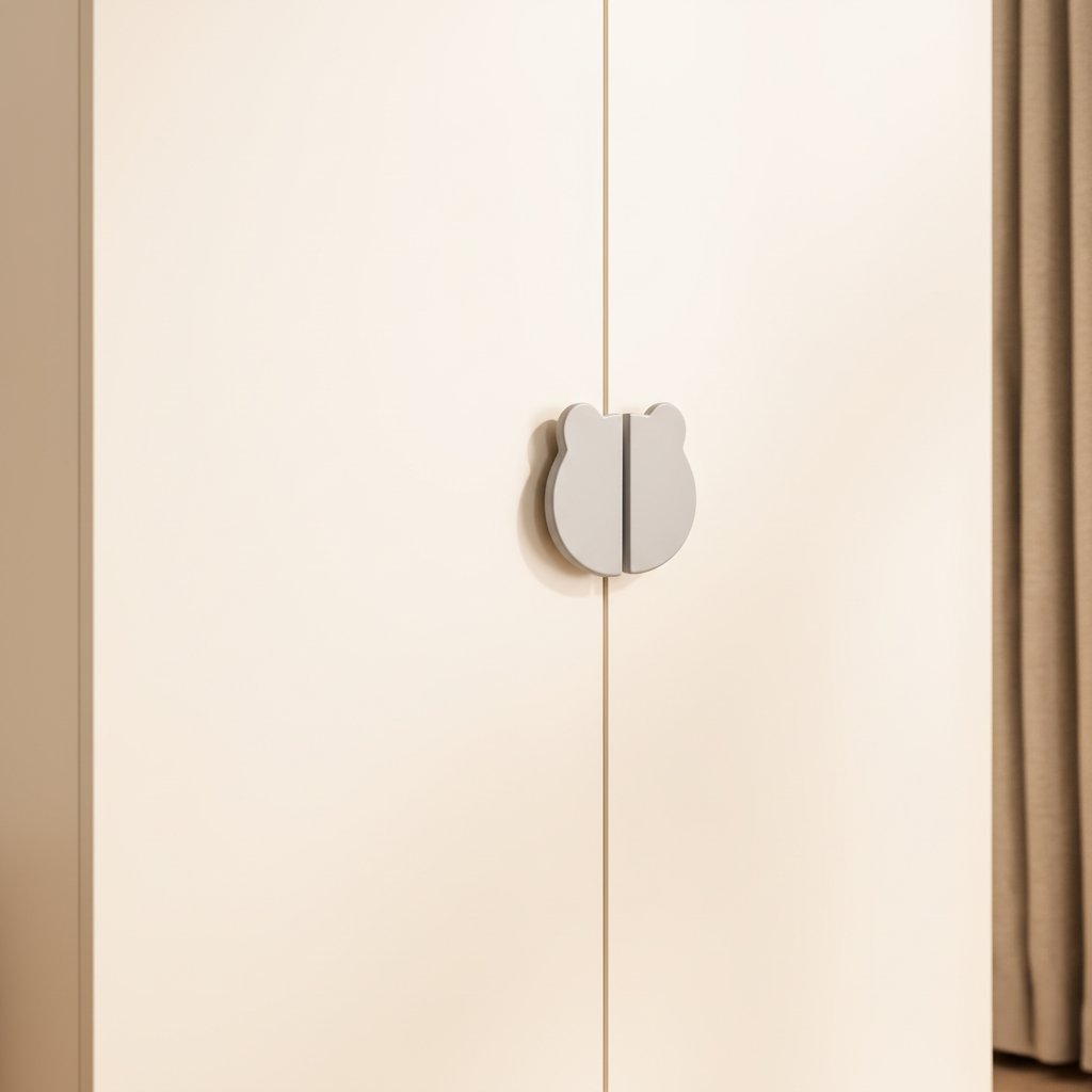 Premium White Kids Wardrobe with Cute Knob Design - Modern Children’s Storage Cabinet with Rounded Edges and Child-Safe Finish