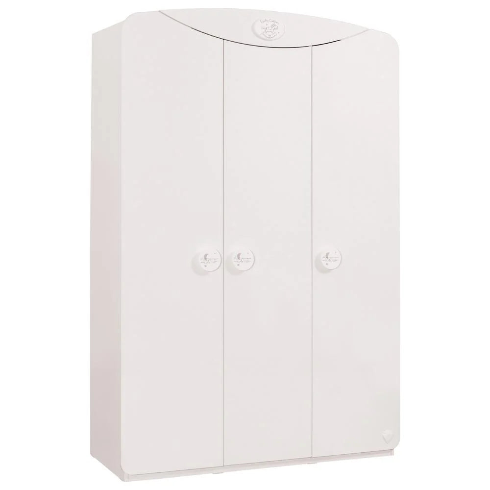 Premium White Kids Wardrobe with Curved Design - Modern Children’s Storage Cabinet with Cute Knob Accents and Smooth Rounded Finish