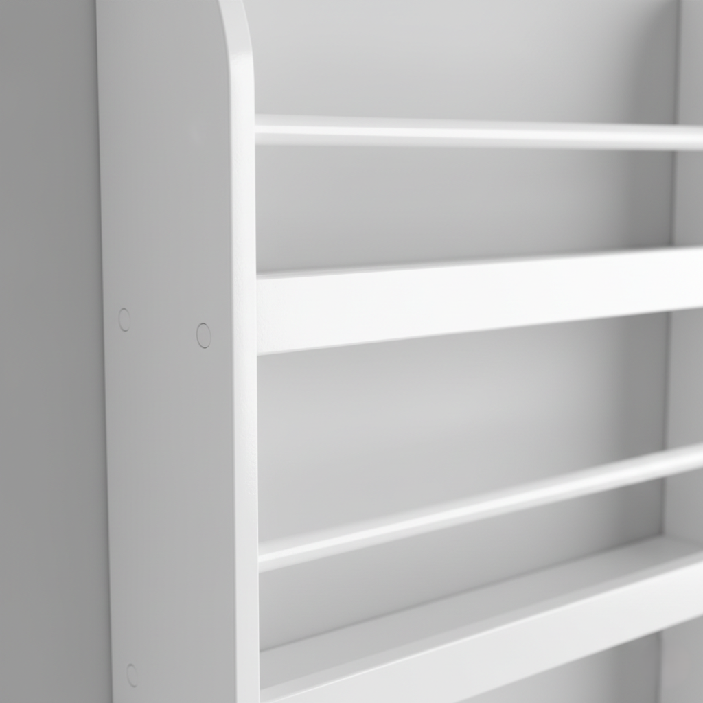 Modern Wall Mounted Kids Bookcase with Front Display Rails – White Wooden Children’s Book Shelf for Nursery, Bedroom and Reading Corner