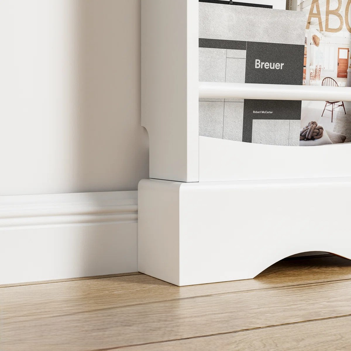 Modern White Wooden Kids Bookcase with Front-Facing Display Shelves for Books and Magazines - Space Saving Children’s Bookshelf for Bedroom and Playroom