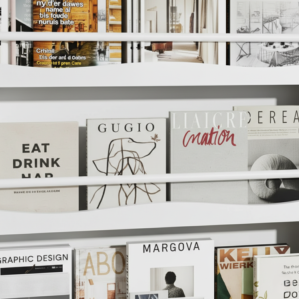 Modern White Wooden Kids Bookcase with Front-Facing Display Shelves for Books and Magazines - Space Saving Children’s Bookshelf for Bedroom and Playroom