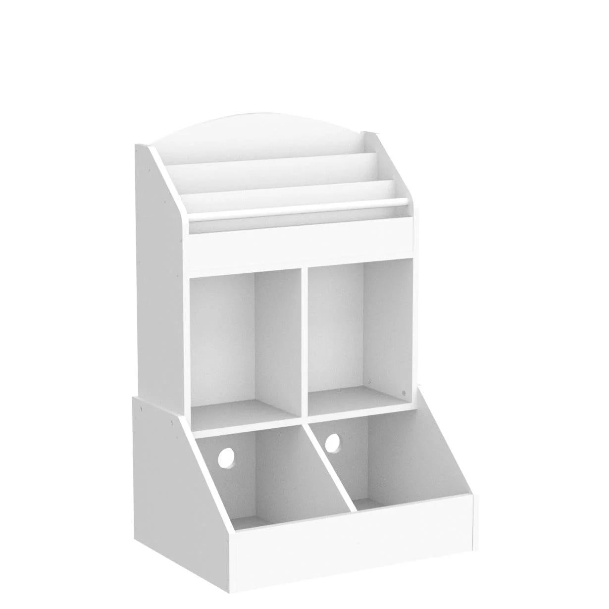 Modern White Kids Bookcase with Front Book Display, Open Storage Cubes and Deep Toy Organizer Bins – Wooden Children’s Bookshelf for Bedroom and Playroom