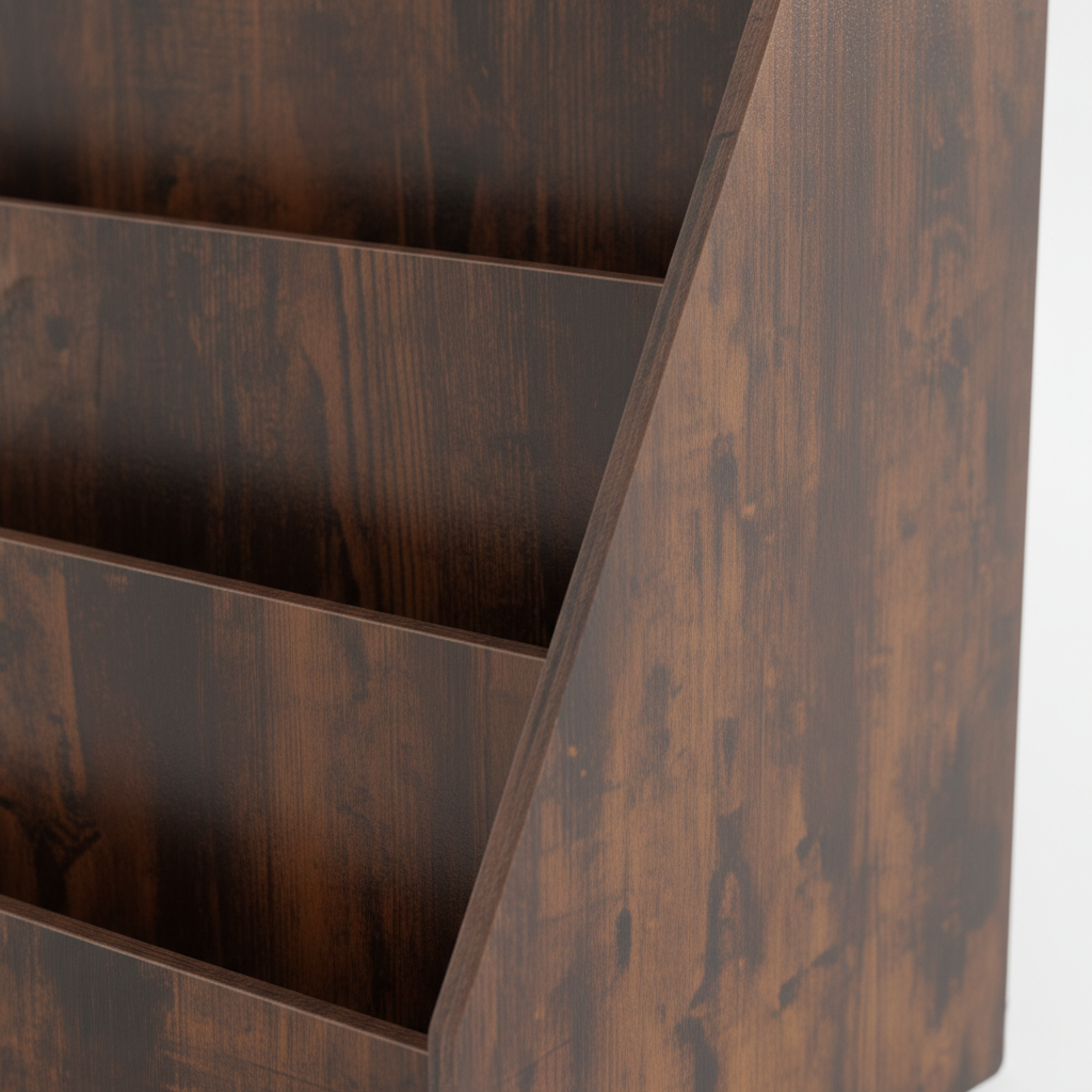 Kids Wooden Display Bookcase Rack with Multi-Tier Front Facing Shelves – Solid Wood Children’s Book Organizer for Bedroom, Playroom and Nursery – Walnut Brown Finish