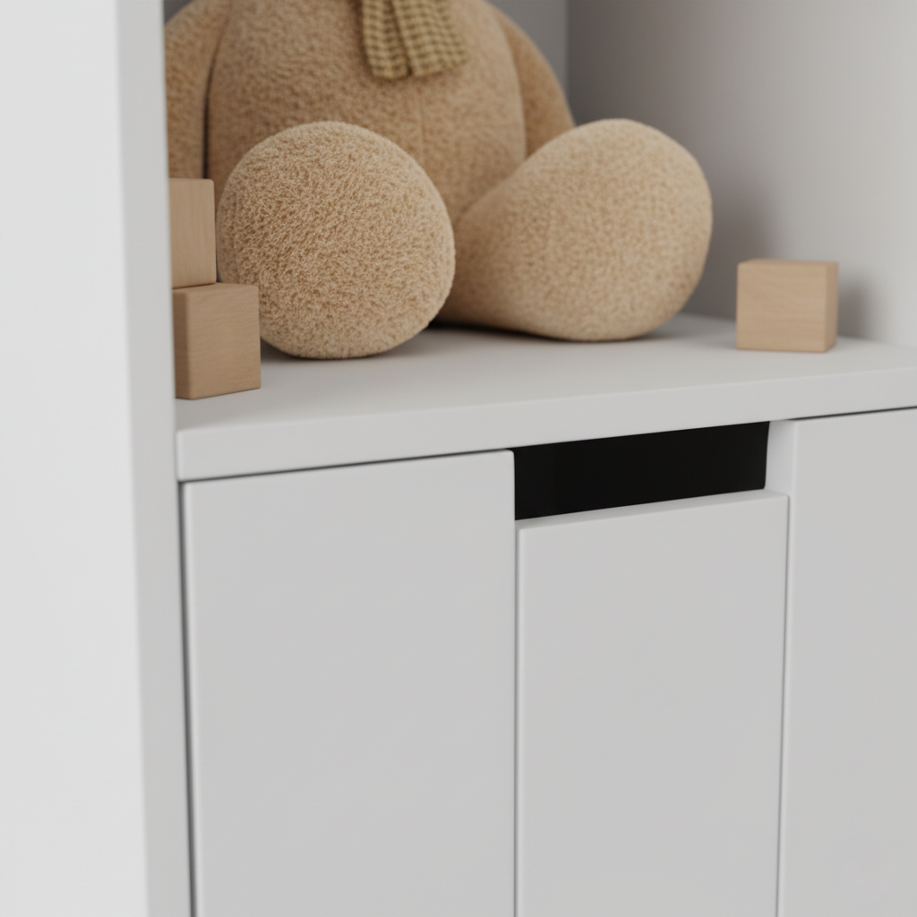 Modern Kids White Wooden Bookcase with Open Display Shelves and Bottom Storage Cubes – Nursery, Playroom and Bedroom Organizer Unit