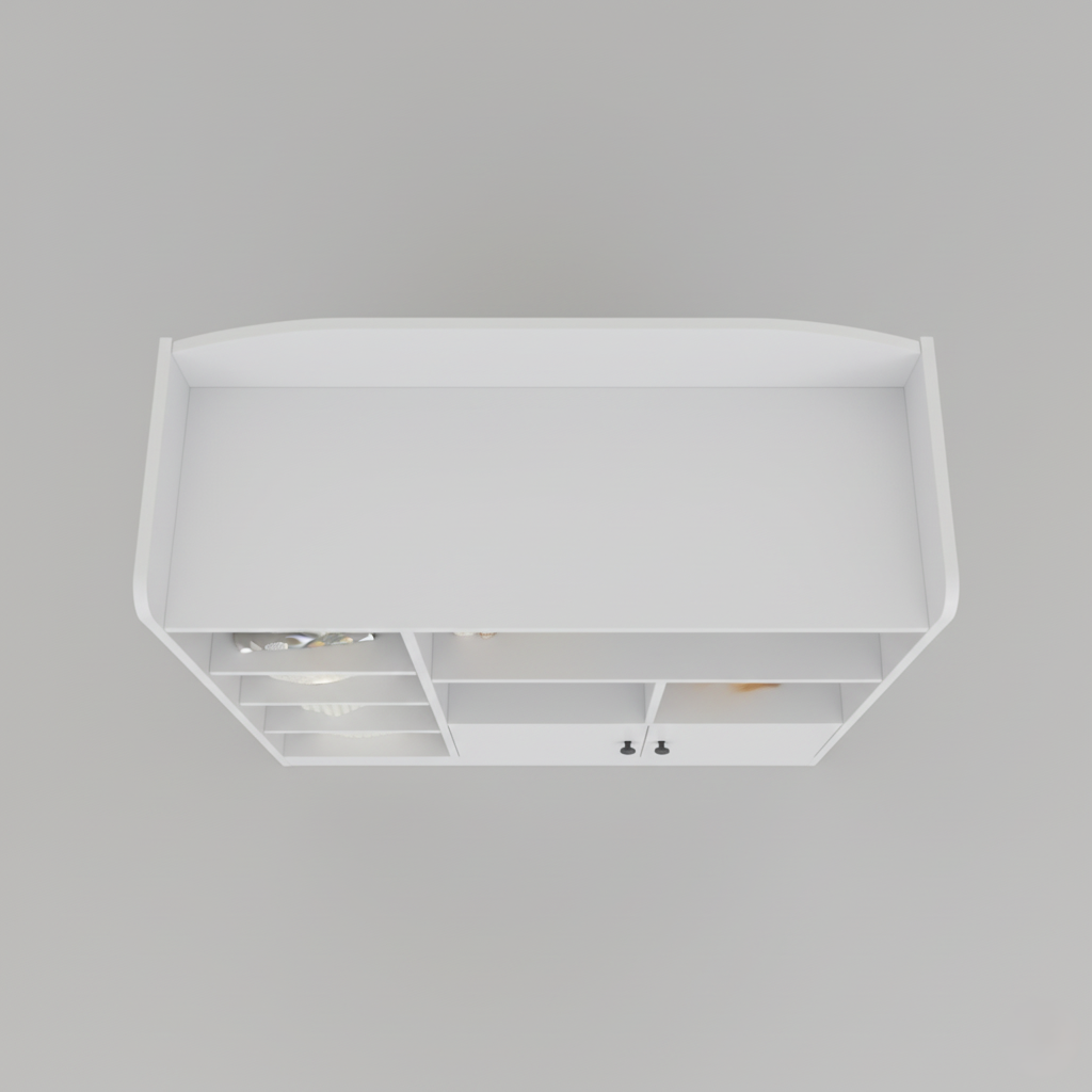 Modern Kids White Wooden Bookcase with Multiple Open Shelves and Lower Storage Cabinet – Nursery, Bedroom and Playroom Bookshelf Organizer Unit