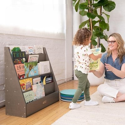 Kids Wooden Front Facing Bookcase Display Shelf for Books and Magazines – Montessori Kids Bookshelf Organizer for Bedroom, Playroom, Nursery and Classroom Storage