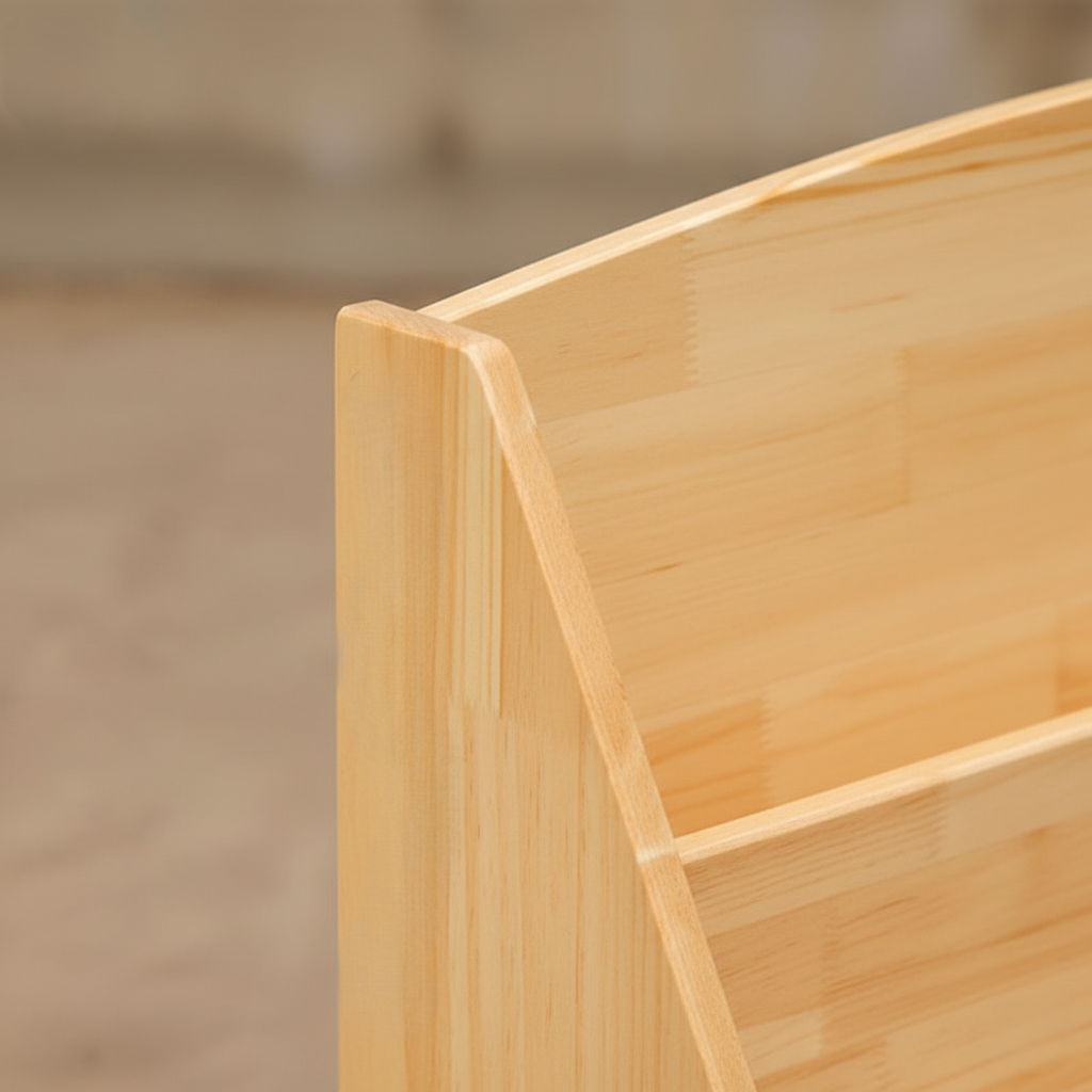 Kids Wooden Bookcase with Tiered Front-Facing Display Shelves – Children’s Picture Book Organizer Rack for Nursery, Playroom and Kids Bedroom