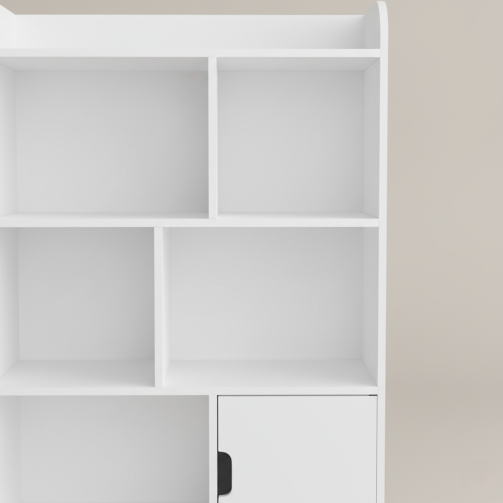 Kids White Storage Bookcase with Open Shelves and Multi-Level Organizer for Books Toys Study Room Furniture