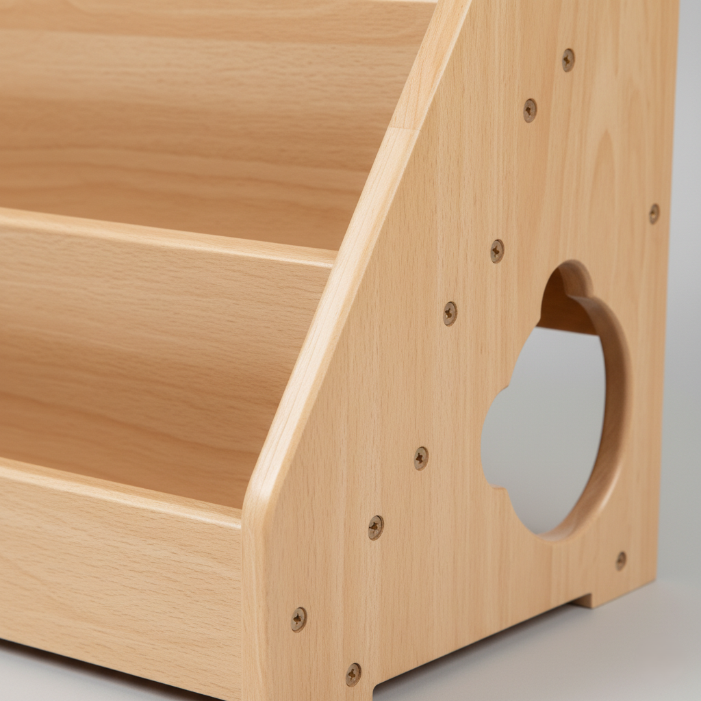 Kids Wooden Bookcase with Bear Design, Front Facing Display Shelf for Books, Montessori Style Storage Organizer for Toddlers and Kids Room