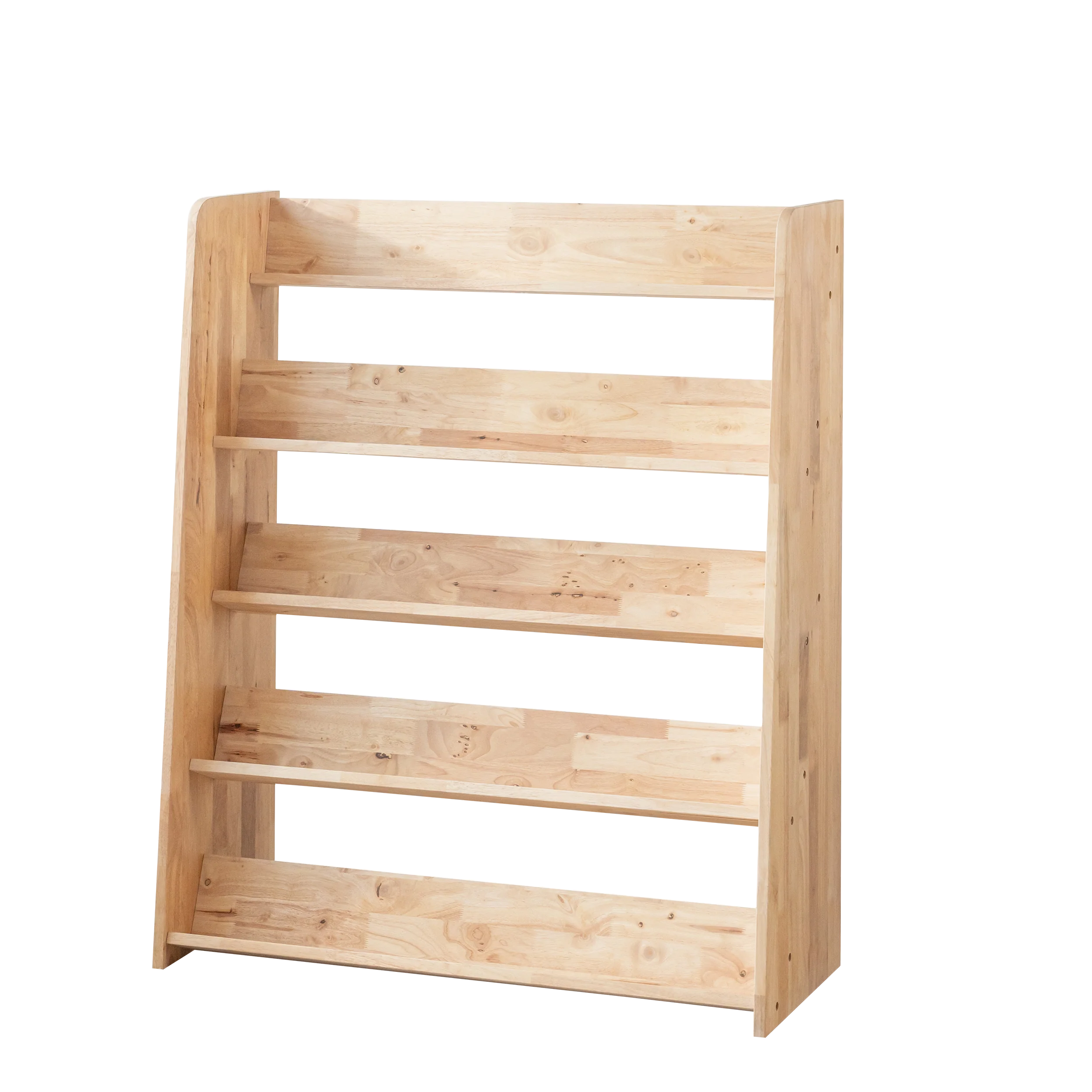 Kids Wooden Bookcase Front Facing Display Shelf, Montessori Bookshelf for Toddlers and Kids Room, Open Book Organizer Storage Rack in Natural Wood Finish