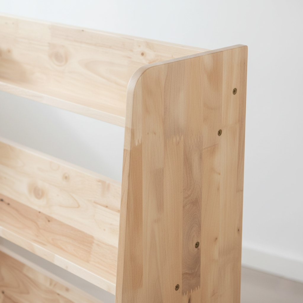 Kids Wooden Bookcase Front Facing Display Shelf, Montessori Bookshelf for Toddlers and Kids Room, Open Book Organizer Storage Rack in Natural Wood Finish