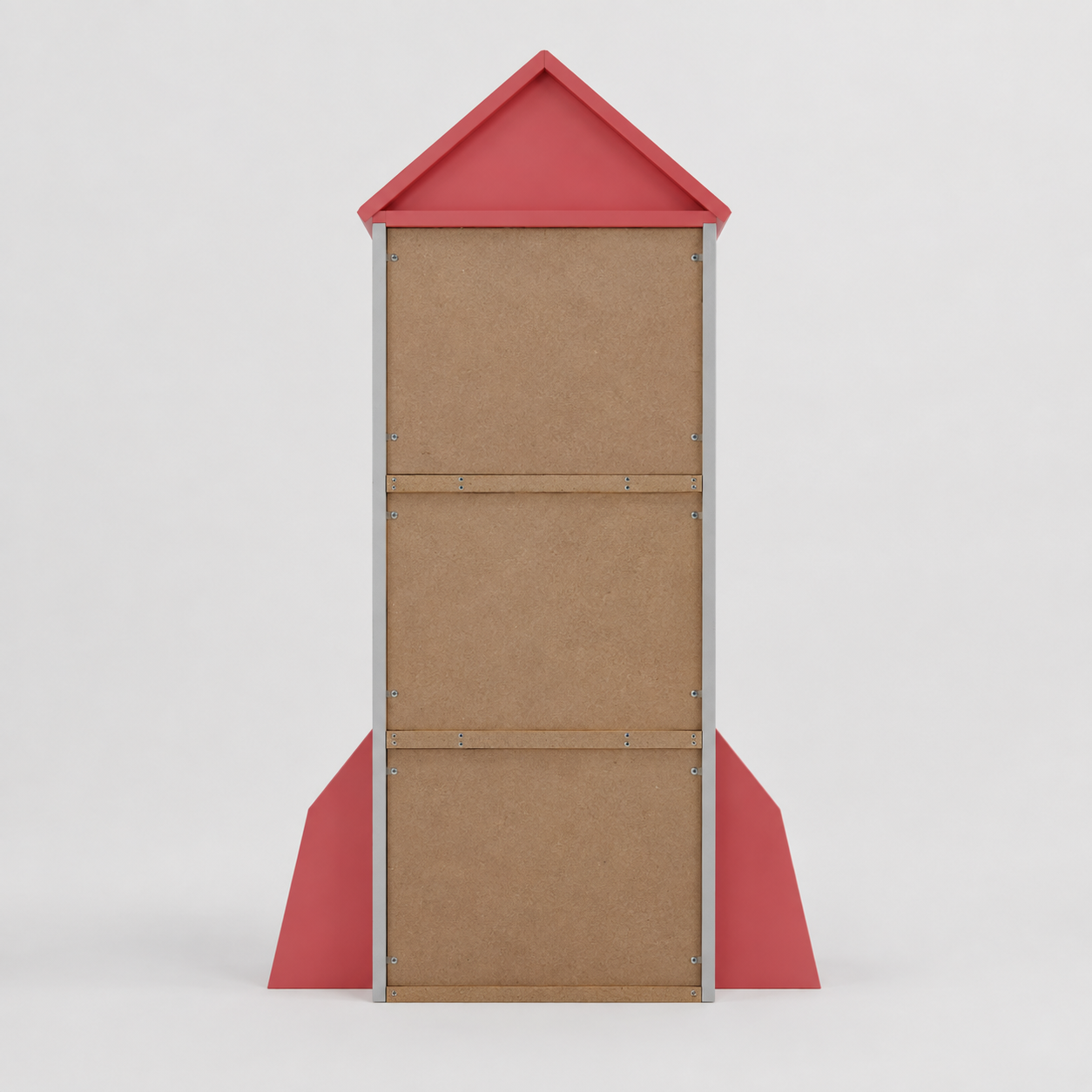 Rocket Shape Bookcase with 4 Tier Open Display Shelves, Wooden Floor Standing Bookshelf for Bedroom, Nursery, Playroom