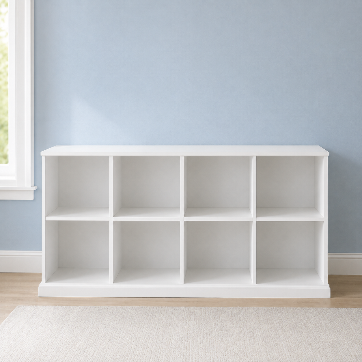 Bookshelf with 8 Open Cube Shelves, Montessori Wooden Toy & Book Storage Organizer for Bedroom, Nursery, Playroom, Classroom & Study Room