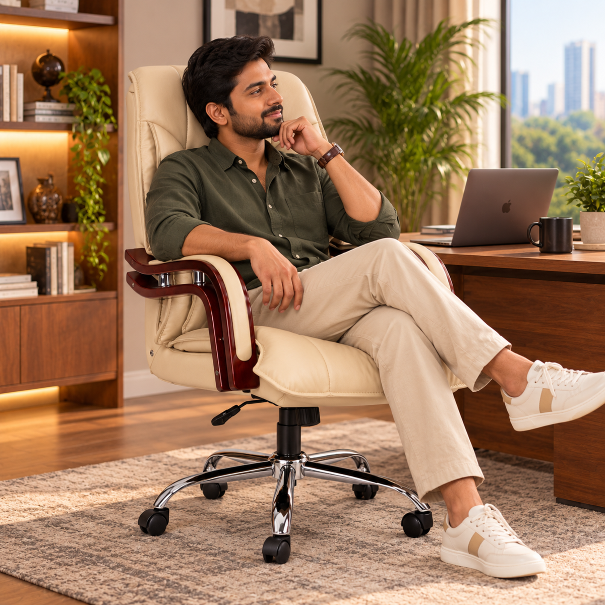High Back Office Chair Leatherette Base
