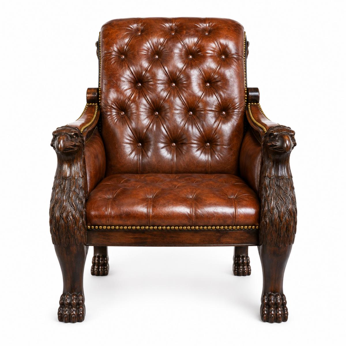 Royal Handcrafted Director's Chair – Solid Teak Wood with Leatherette Upholstery & Brown Carved Armrests
