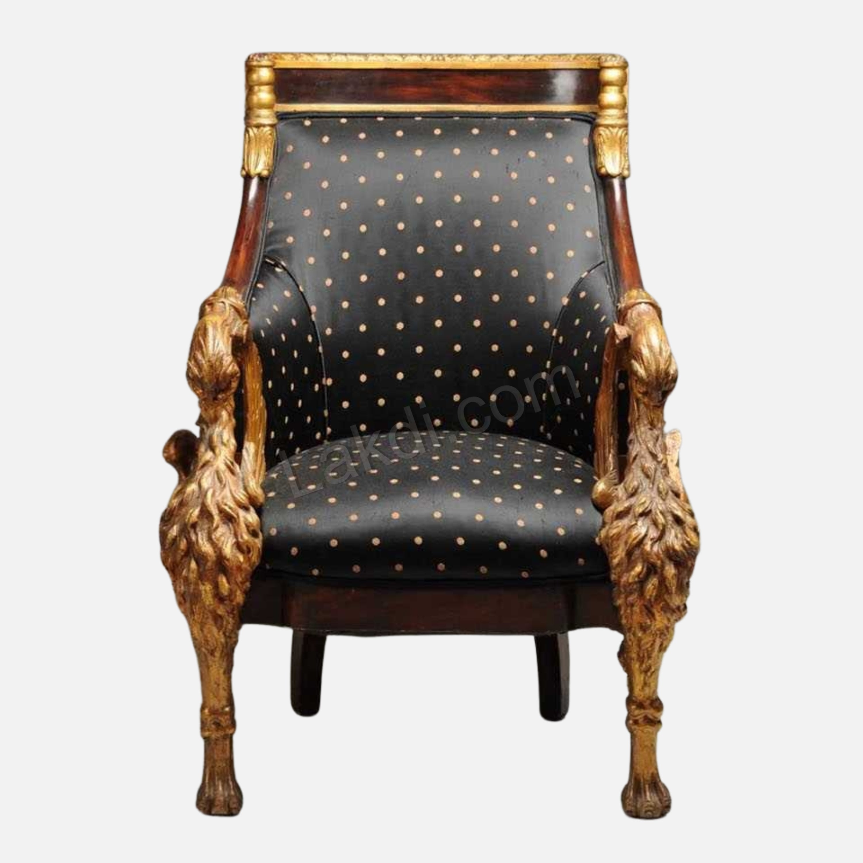 Royal Handcrafted Director's Chair – Solid Teak Wood with Fabric Upholstery & Golden Carved Armrests