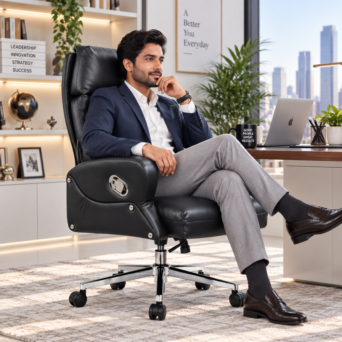 Director and Executive Chair High Back Faux Leather, Comfortable Seat Swivel Chair Revolving and Recliner Chair