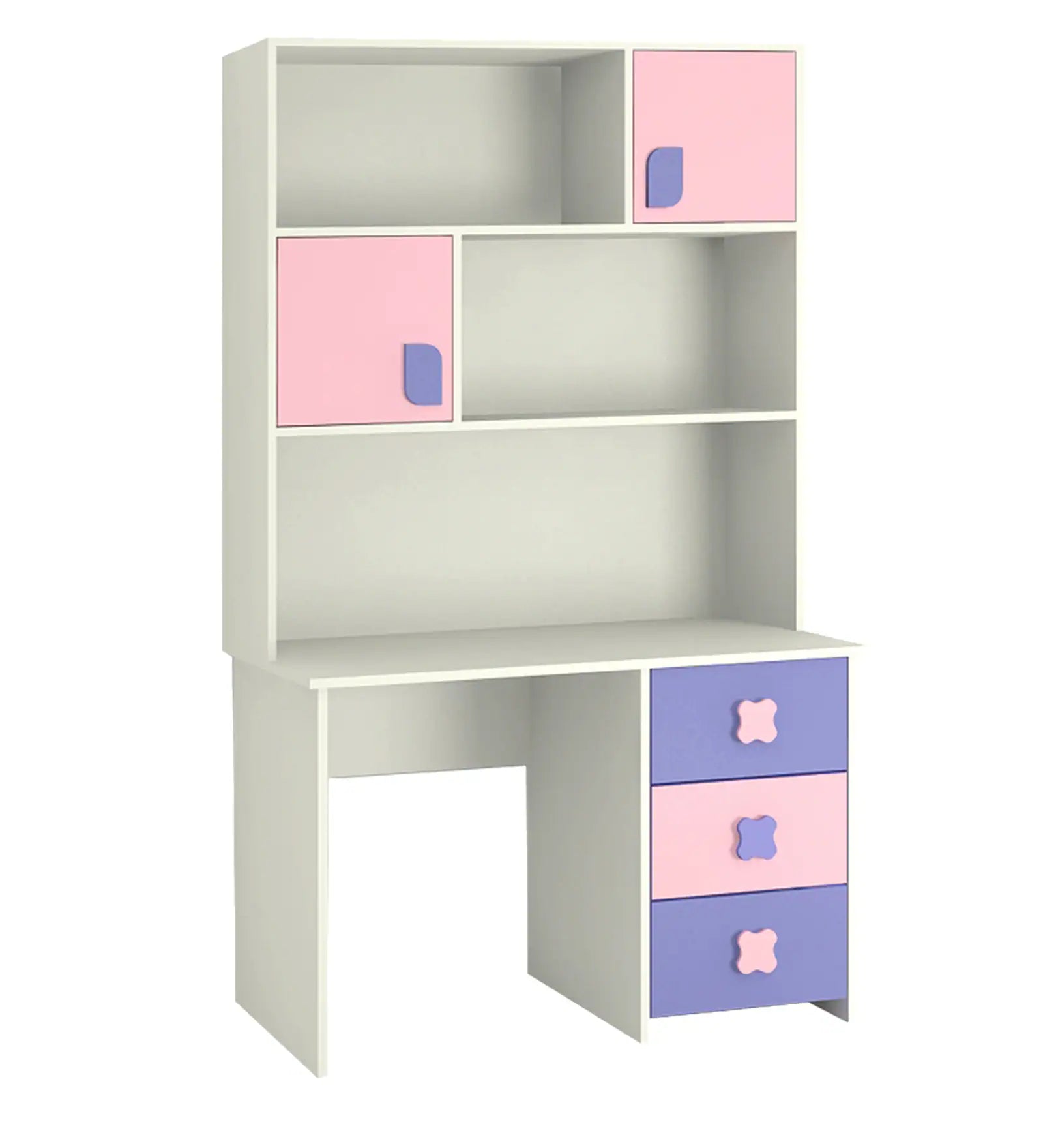 Modern Kids Study Computer Table with Storage Shelves and Drawers, Space Saving Study Desk for Kids Bedroom