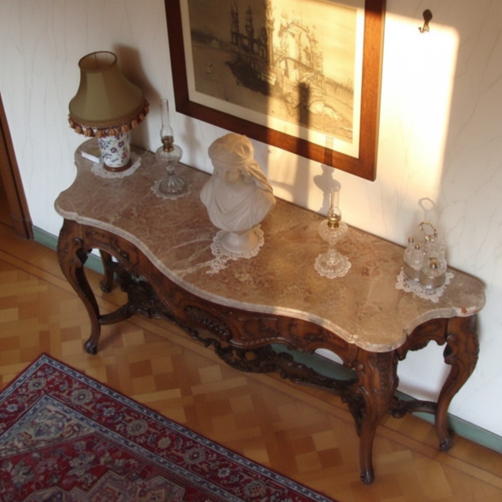 Console Table for Home with Solid Wood, Carving and Traditional Design for Living Room